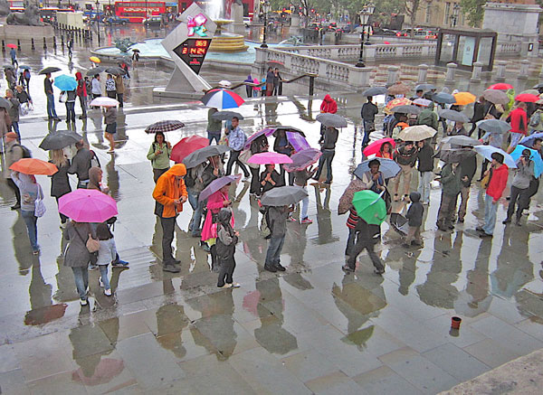 Rain, Trafalgar Square